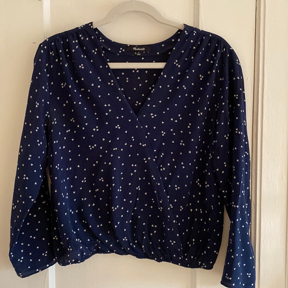 Madewell Faux Wrap Silk Top in Heart